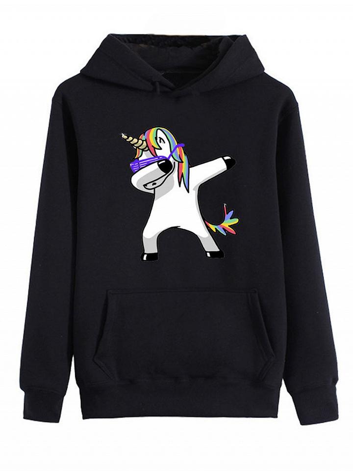 Choies Black Cartoon Print Long Sleeve Drawstring Hoodie