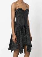 Choies Black Stripe Folded Asymmetric Hem Cami Dress