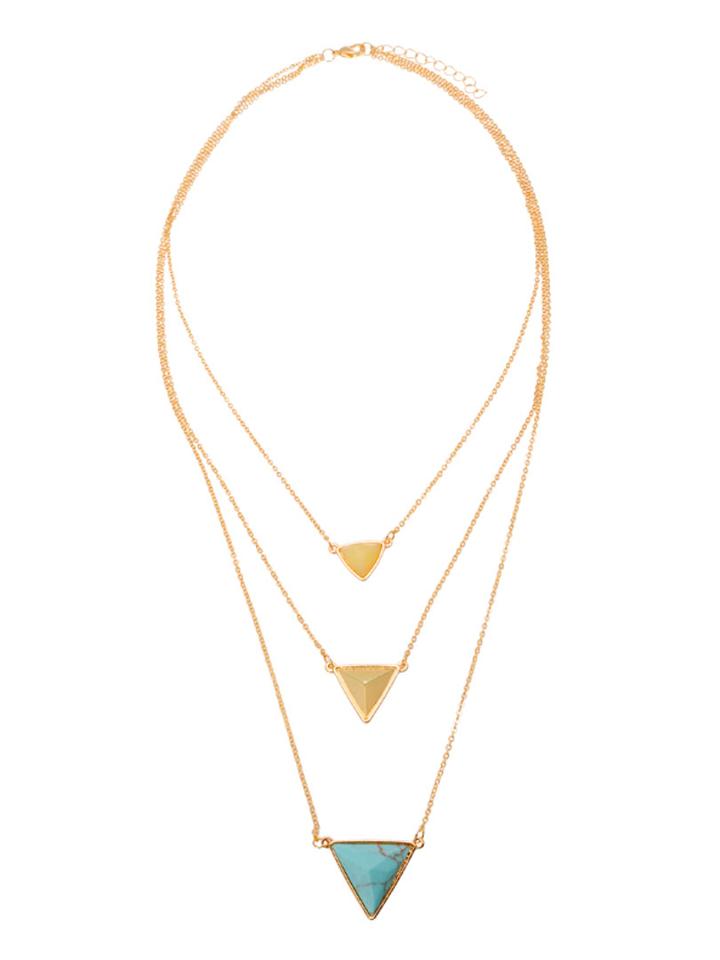 Choies Golden Triangle Pendant Multirow Necklace