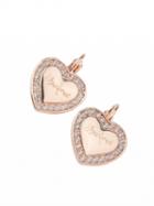 Choies Rose Gold Crystal Embellished Heart Hook Earrings