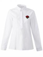 Choies White Embroidery Rose Long Sleeve Shirt