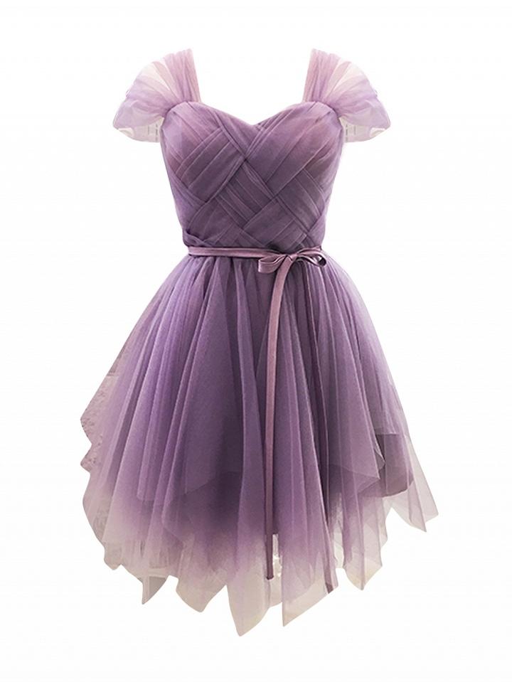 Choies Purple Sweetheart Stretch Back Tulle Homecoming Dress