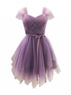 Choies Purple Sweetheart Stretch Back Tulle Homecoming Dress