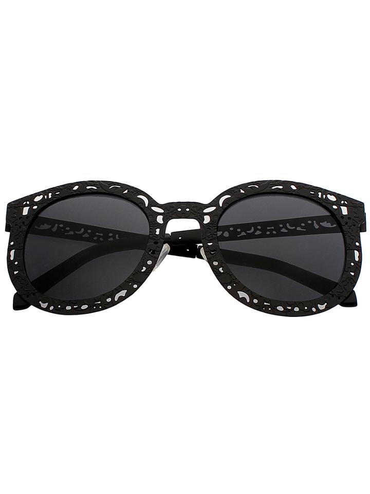 Choies Black Cut Out Frame Round Sunglasses