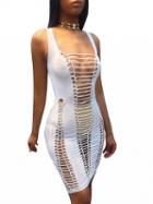 Choies White Cut Out Detail Bodycon Mini Dress