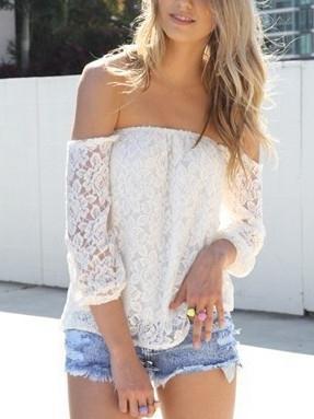 Choies White Lace Off Shoulder Blouse