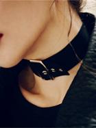 Choies Black Vintage Velvet Buckle Choker Necklace