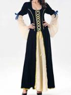 Choies Blue Velvet Halloween Princess Cosplay Flare Sleeve Maxi Dress