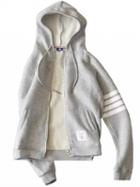 Choies Gray Contrast Stripe Zip Up Hoodie