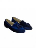 Choies Blue Tassel Front Velvet Loafer
