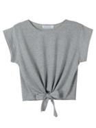 Choies Gray Tie Front Crop Top