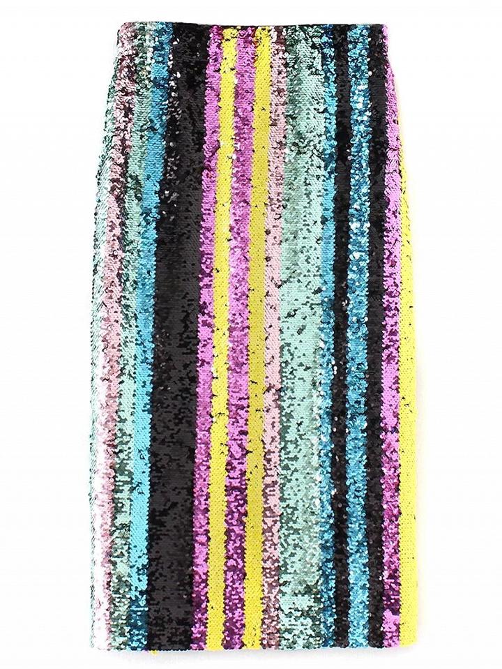 Choies Polychrome Sequin Detail Side Split Skirt
