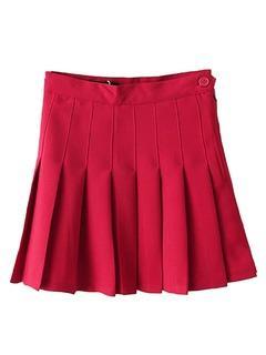 Choies Red Pleated Mini Skirt