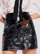 Choies Black Textured Star Embellished Pu Mini Skirt
