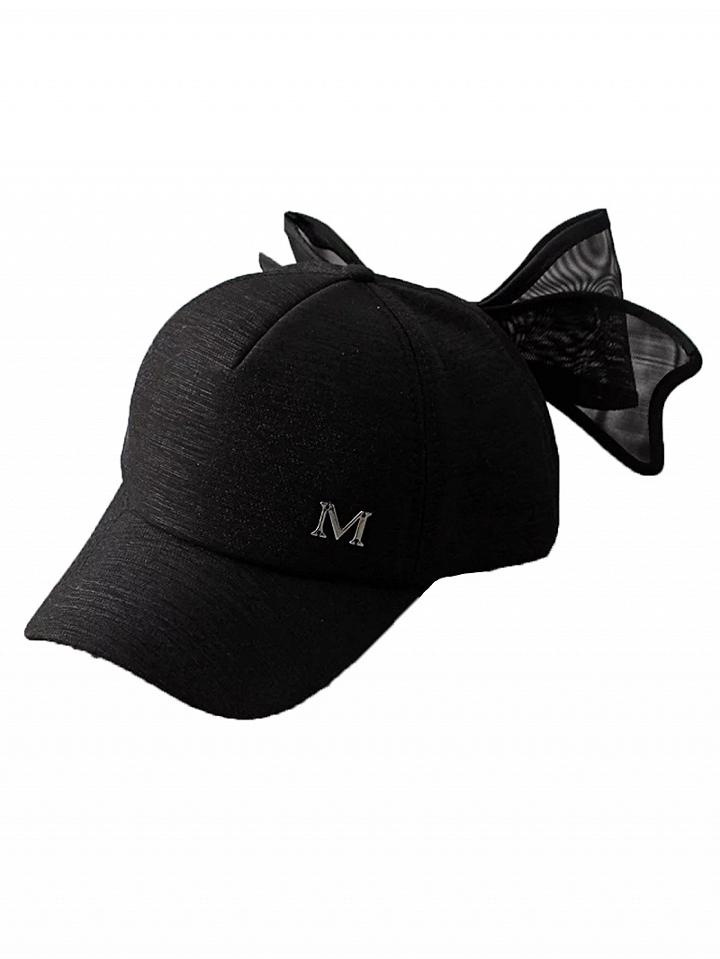 Choies Black Bow Tie Letter Detail Baseball Cap