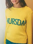 Choies Yellow Saturday Rib Trim Long Sleeve Sweater