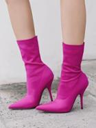 Choies Hot Pink Stretch Heeled Ankle Boots