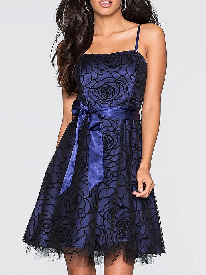 Choies Purple Bandeau Floral Print Tie Waist Mesh Mini Dress