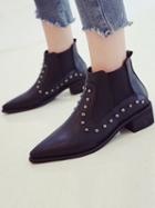 Choies Black Studs Detail Pointed Toe Ankle Chelsea Boots