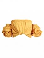 Choies Yellow Off Shoulder Puff Sleeves Blouse