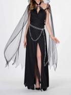 Choies Black Halloween Vampire Cosplay Hooded Cape Open Back Maxi Dress