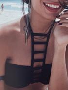 Choies Black Ladder Front Halter Bandeau Bikini Top