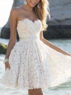 Choies White Bandeau Lace Mini Dress