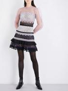 Choies Polychrome Frill Trim Cut Out Guipure Mini Lace Dress