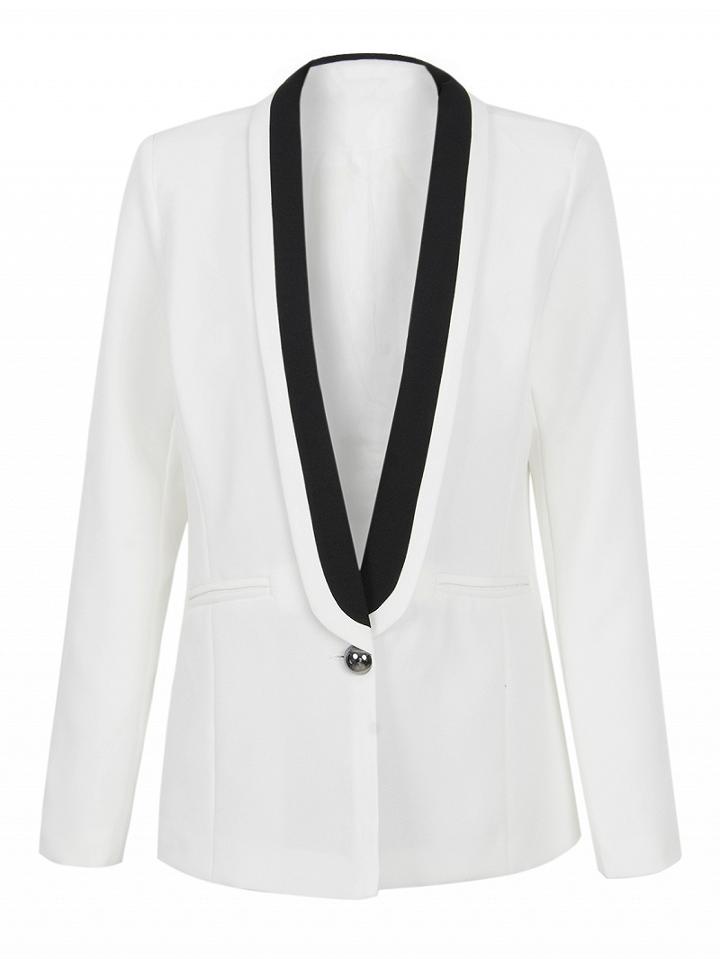 Choies White Contrast Trim Blazer