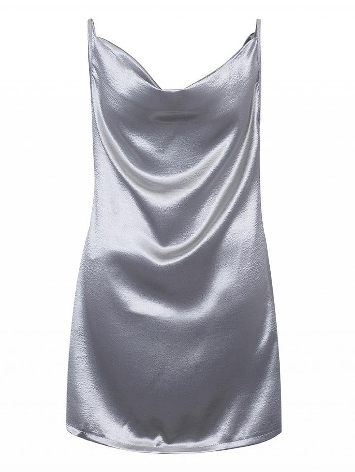 Choies Silver Drape V-neck Cami Dress