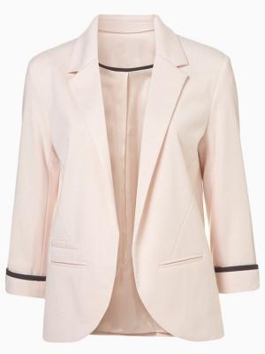 Choies Slim Blazer In Light Pink