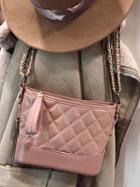 Choies Pink Pu Argyle Plaid Chain Strap Chic Women Cross Body Bag