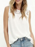 Choies White Lace Panel Sleeveless Cami Top