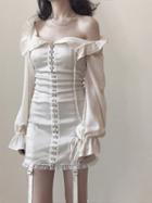 Choies Champagne Bandeau Mini Dress And Tie Cuff Shirt