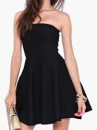 Choies Black Strapless Mini Skater Dress