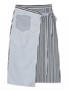 Choies Blue Stripe High Waist Pocket Detail Wrap Skirt