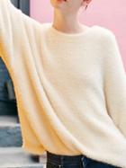 Choies White Crew Neck Long Sleeve Chic Women Knit Sweater