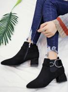 Choies Black Faux Suede Pointed Toe Ankle Boots