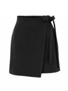 Choies Black Elastic Waist Side Tie Asymmetric Hem Mini Skirt