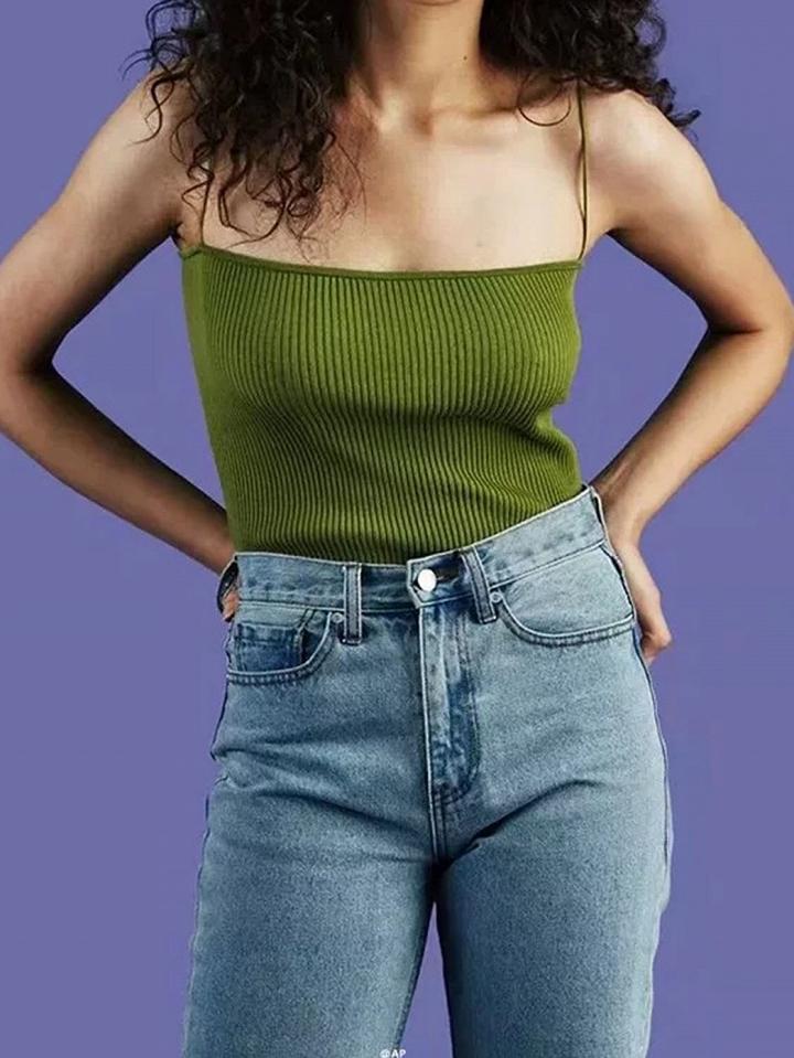 Choies Green Ribbed Chic Women Cami Top