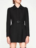 Choies Black Buckle Waist Long Sleeve Coat