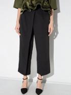 Choies Black High Waist Wrap Front Wide Leg Cropped Pants