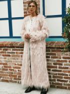 Choies Pink Open Front Faux Fur Longline Coat