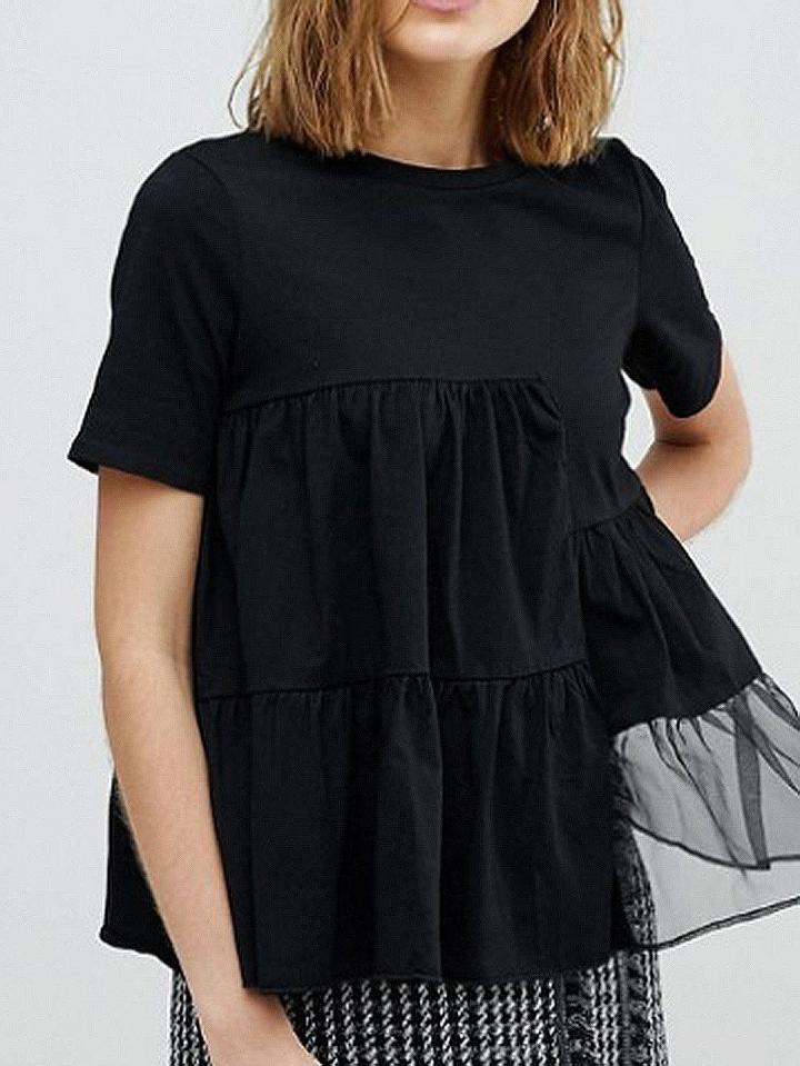 Choies Black Sheer Mesh Panel Blouse