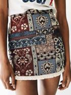 Choies Multicolor High Waist Tribal Pattern Raw Hem Pencil Mini Skirt