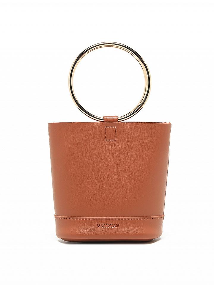 Choies Brown Metal Handle Cross Body Bucket Bag