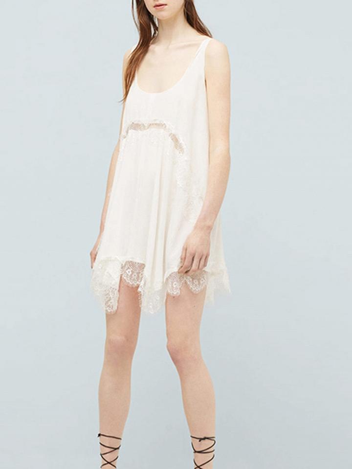 Choies White Lace Detail Swing Vest Dress