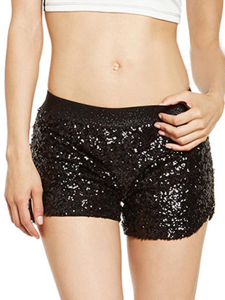 Choies Black All-over Sequin Split Side Shorts
