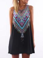 Choies Black Tribal Print Sleeveless Dress
