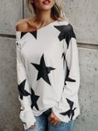 Choies White Star Print Long Sleeve T-shirt